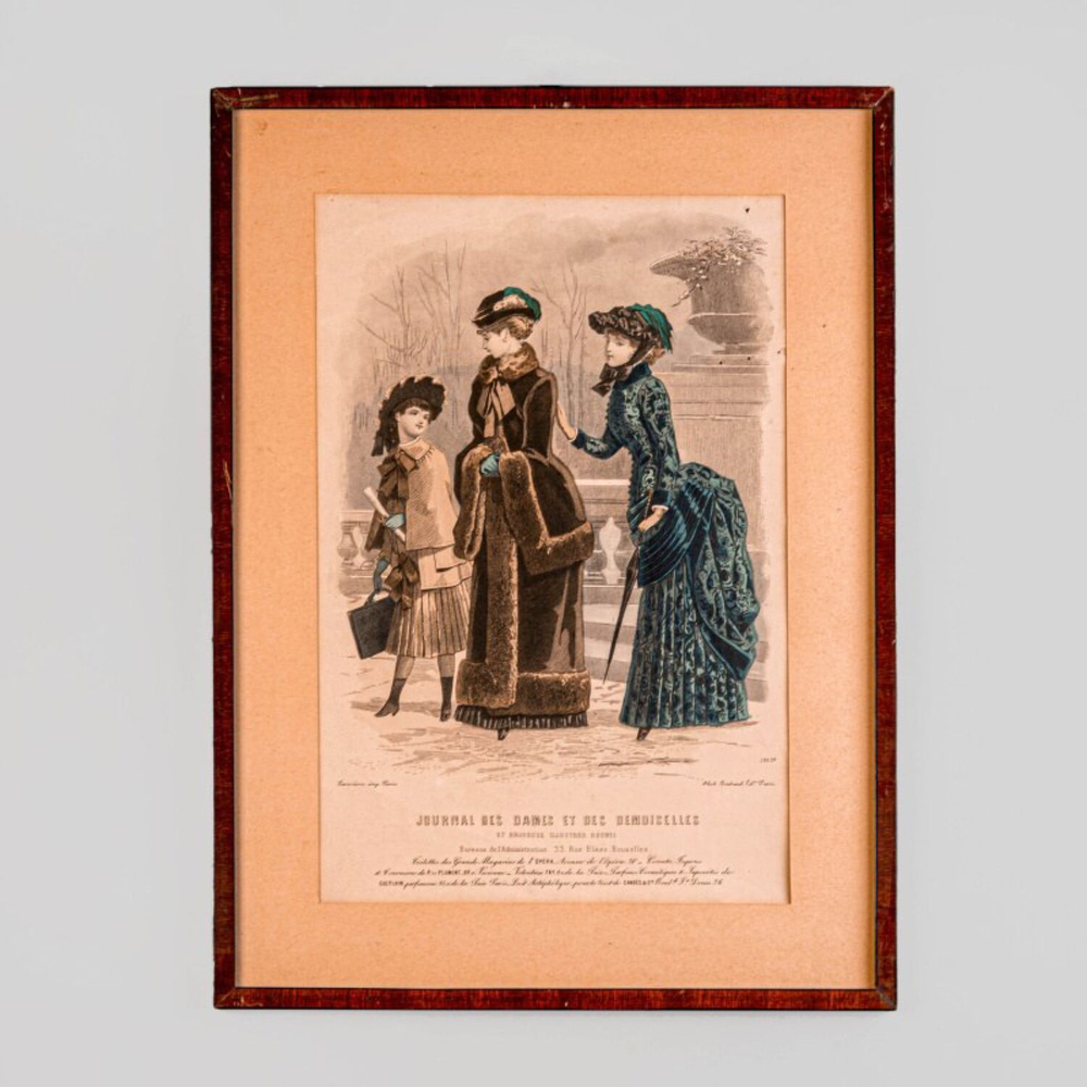 Старинная гравюра «Парижская мода»