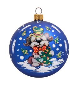 НФШ-1222/2 Ел.украшение Шар «Собачка с ёлкой» 85 мм