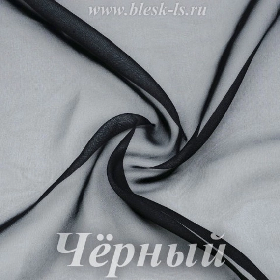 Шифон 36гр/м2 - Черный, опт от 10 м