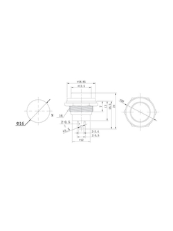 Выключатель-кнопка металл 250В 2А (2с) OFF-(ON) d16.2 черн. (RWD-306) Rexant 36-3350