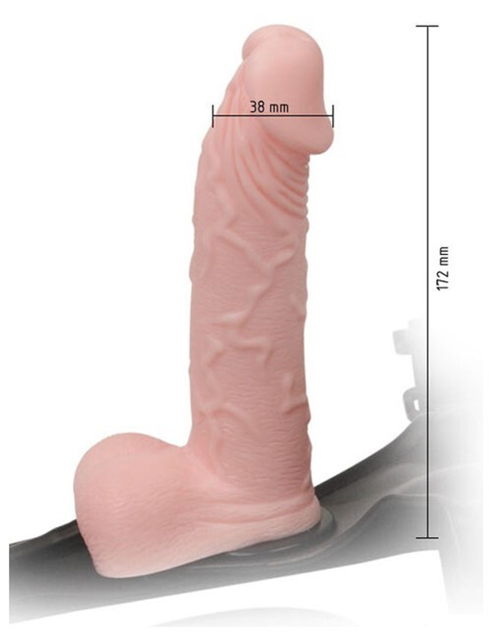 Надувной страпон с грушей, Domina (Цвет: телесный с черным)