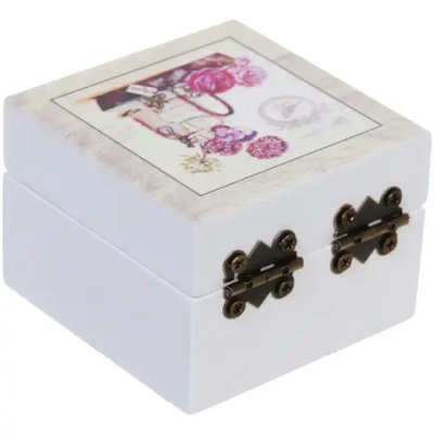 Шкатулка деревянная с зеркалом «МАРЦИПАН», гортензия, 6.5*6.5*4.5см (в коробке)