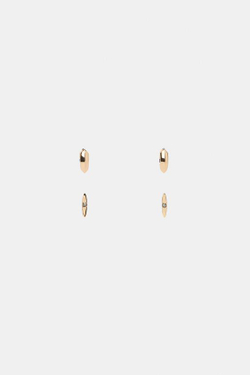 ZARA НАБОР СЕРЕГ-КОЛЕЦ СО СТРАЗАМИ, ЗОЛОТИСТЫЙ