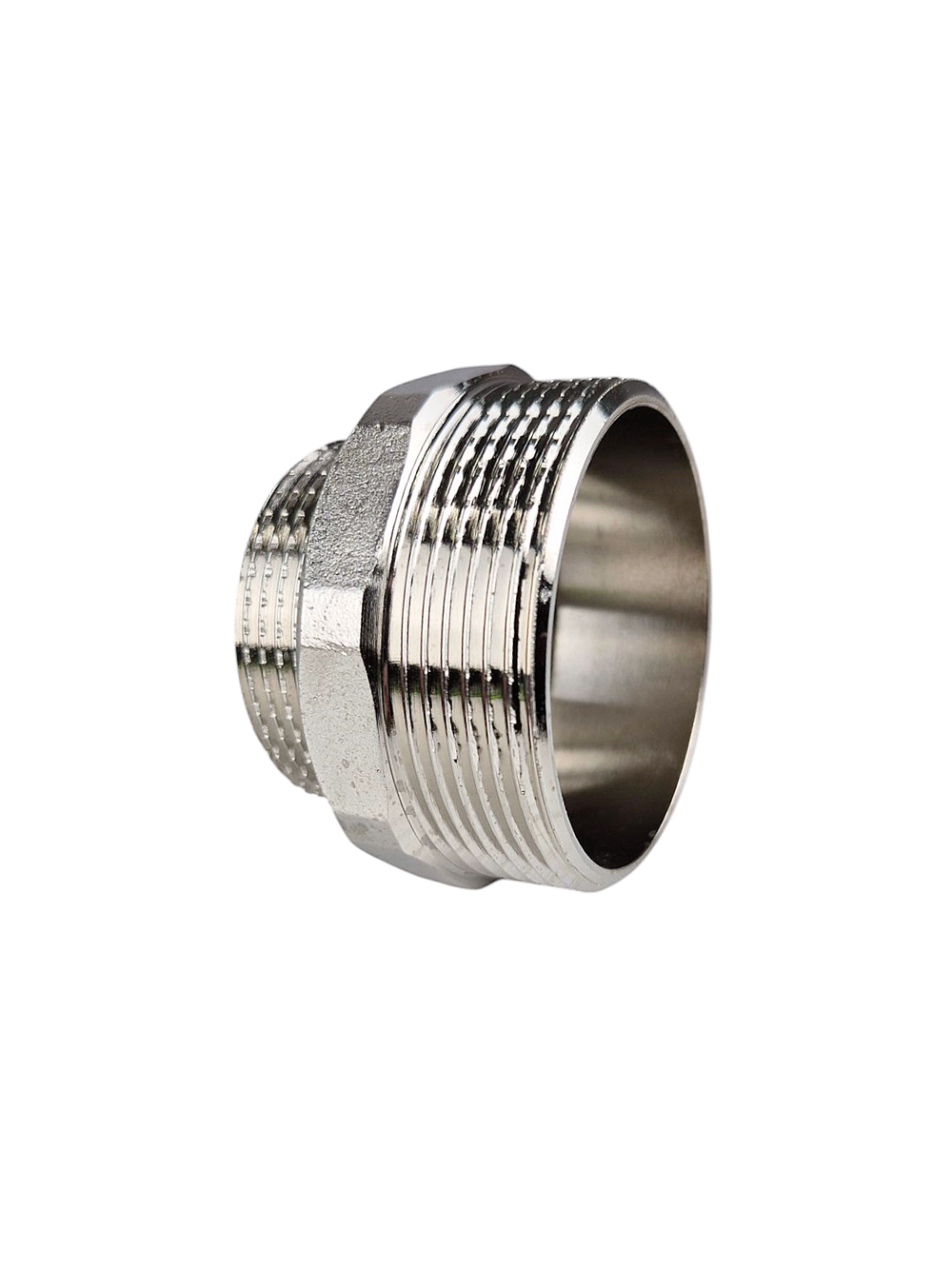 Ниппель переходной, латунь, наружная резьба 2"х1 1/2", никель, RTP
