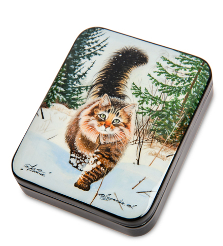 Народные промыслы ШК-55/129-H Шкатулка «Котик» Лидяева Л.