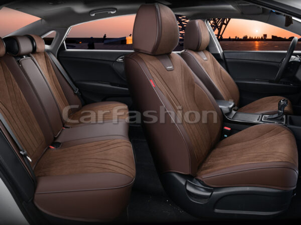 Чехлы на сидения CarFashion каркас 5D«LEGION PLUS» 27321 -Экокожа кофе/кофе/кофе