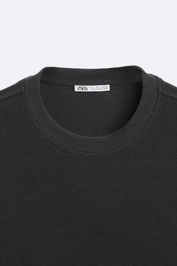 ZARA ФУТБОЛКА СВОБОДНОГО КРОЯ, АНТРАЦИТОВО-СЕРЫЙ