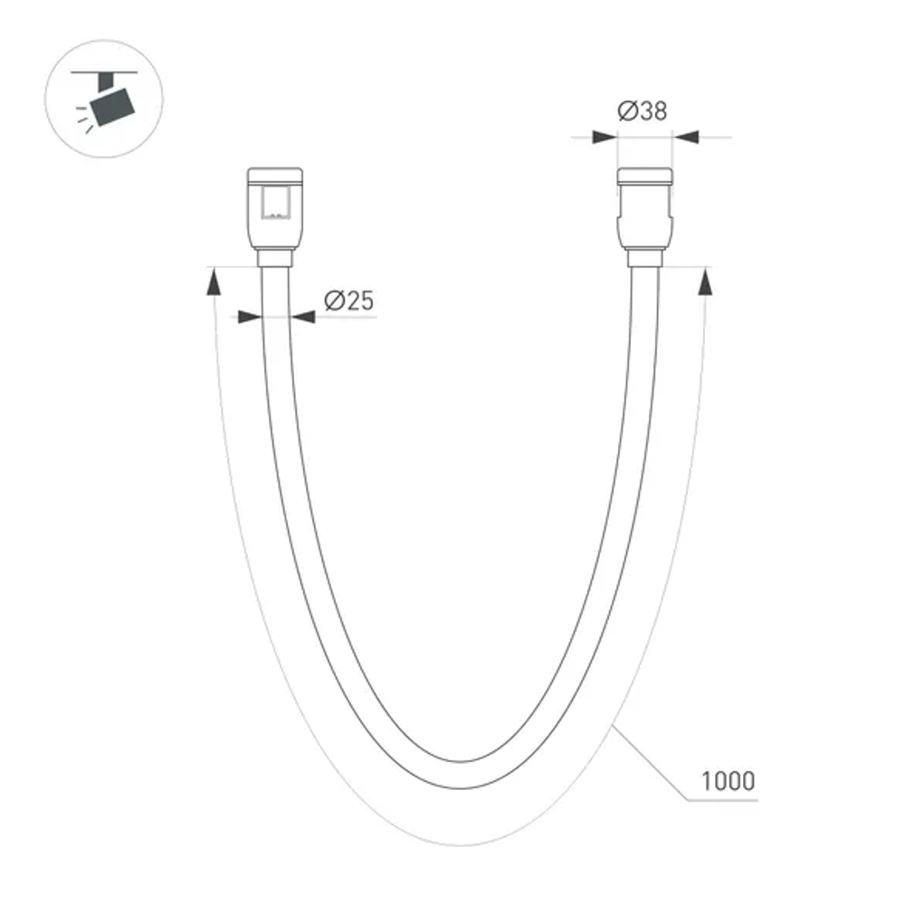 Светильник ART-APRIORI-TUBE-ELASTIC-R38-L1000-12W Warm3000 (BK, 360 deg, 48V) (Arlight, IP20 Металл, (Arlight, IP20 Металл, 3 года) 049273