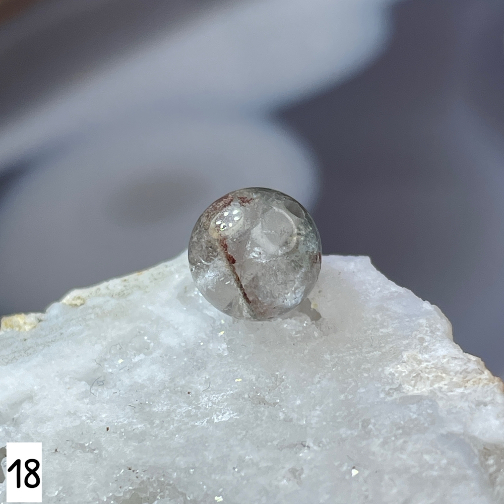 59752 Лодолит Кварц с хлоритом Бусина 8мм-17