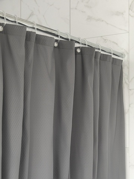 Шторка для ванной DeNASTIA Эмбосс 200x200 микрофибра, серый