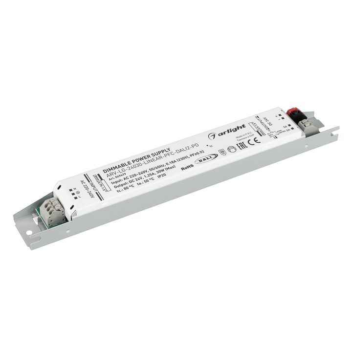 Блок питания ARV-LG-24030-LINEAR-PFC-DALI2-PD (24V, 1.25A, 30W) Arlight 049479