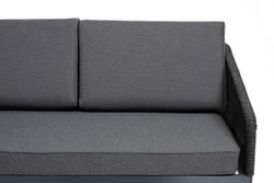 "Канны" диван модульный плетеный из роупа, каркас алюминий темно-серый (RAL7024) муар, роуп темно-серый круглый, ткань темно-серая 027