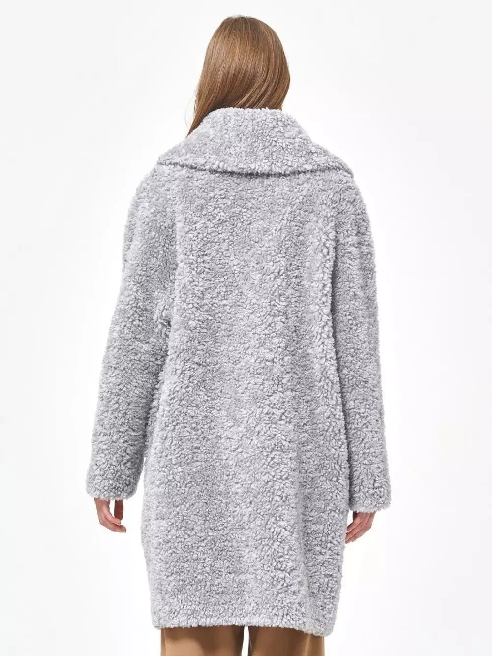 Шуба женская из овечьей шерсти чебурашка тедди, SilverFox (арт. S1188rm012bz)