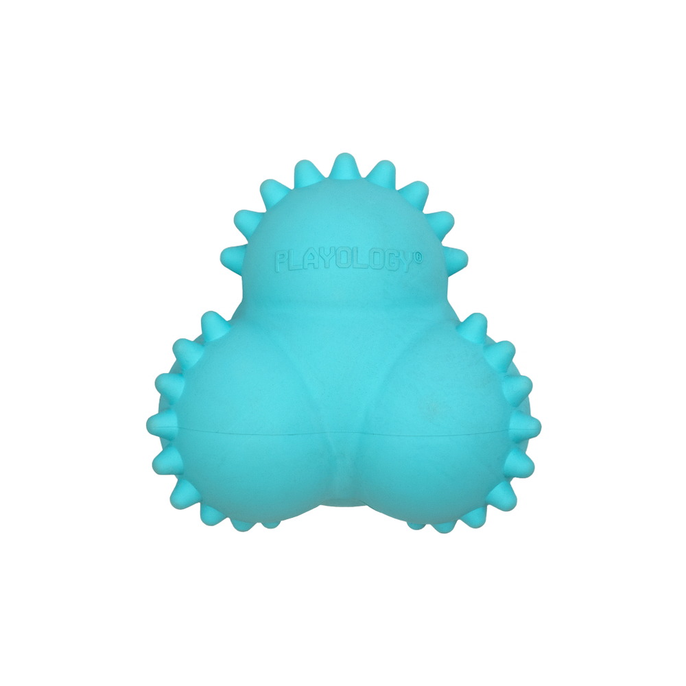 Playology дентальный жевательный тройной мяч  SQUEAKY BOUNCE BALL для щенков 4-8 месяцев с ароматом арахиса, цвет голубой