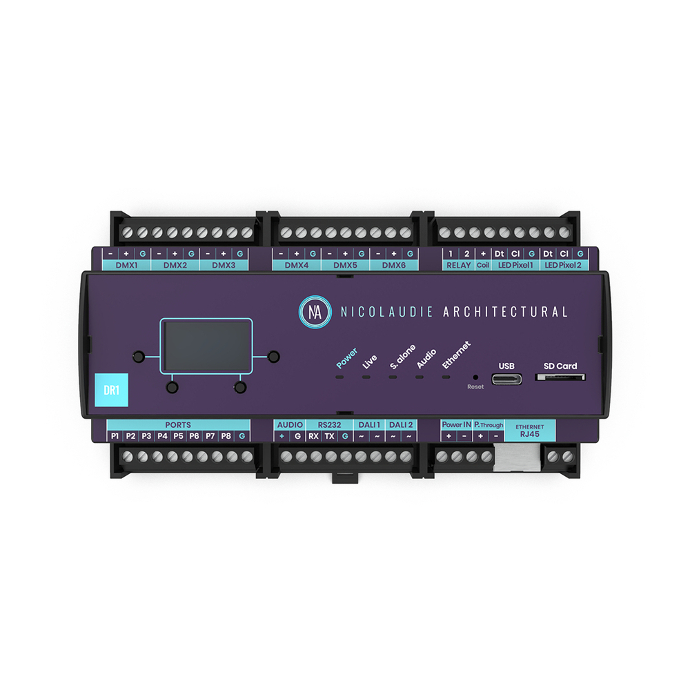 NICOLAUDIE ARCHITECTURAL DINA-DR1 LITE - DMX-интерфейс, 6х DMX512 , 20 зон, 2000 сцен, USB-C, RDM,