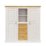 Тумба в гостиную Ландхаус 130х38х130 см, белый комод из массива сосны с 3 ящиками