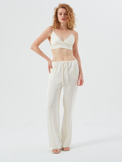 Брюки на кулиске молочные