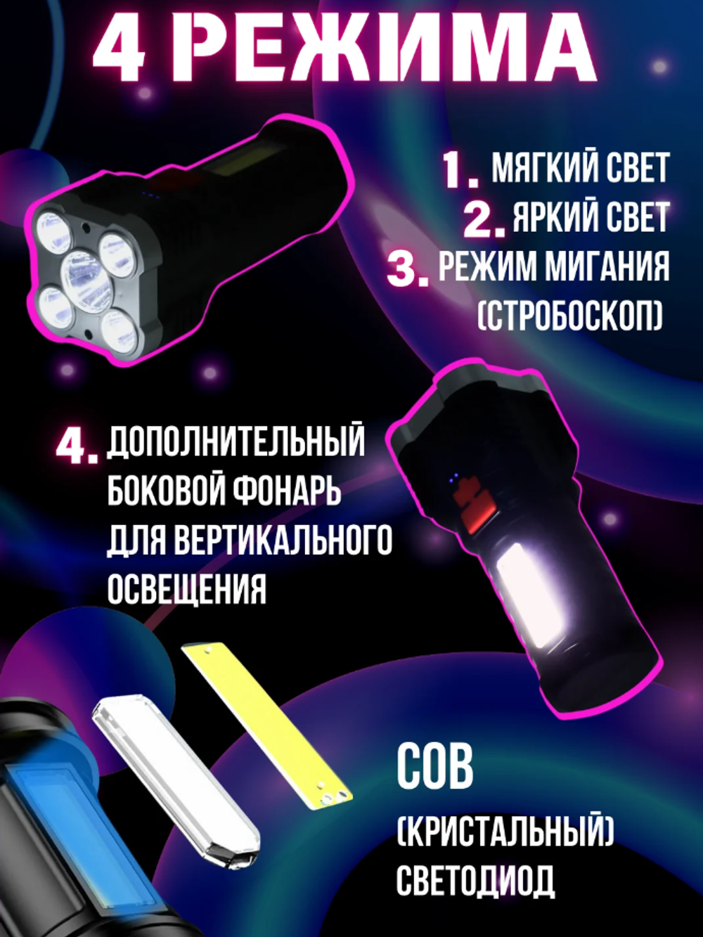 Фонарь-прожектор 3 в 1