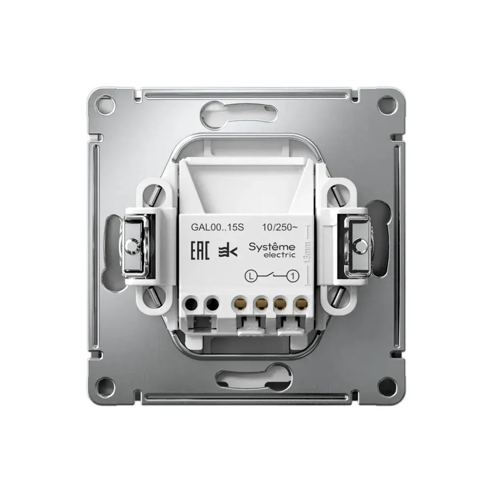 ARTGALLERY 1-клавишный ВЫКЛЮЧАТЕЛЬ КНОПОЧНЫЙ, 10А, механизм, быстрозажим. клем., СТАЛЬ