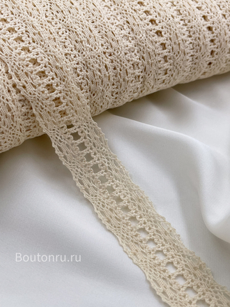 Кружево бежевое плетеное4 20 мм хлопок