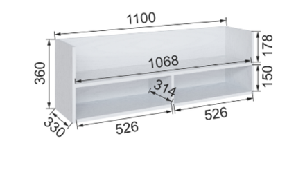 Полка навесная Бруклин 110ГНО-1