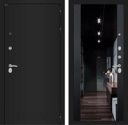 Входная металлическая дверь Лабиринт Classic (Классик) шагрень черная с тонированным зеркалом Макси Кварц черный