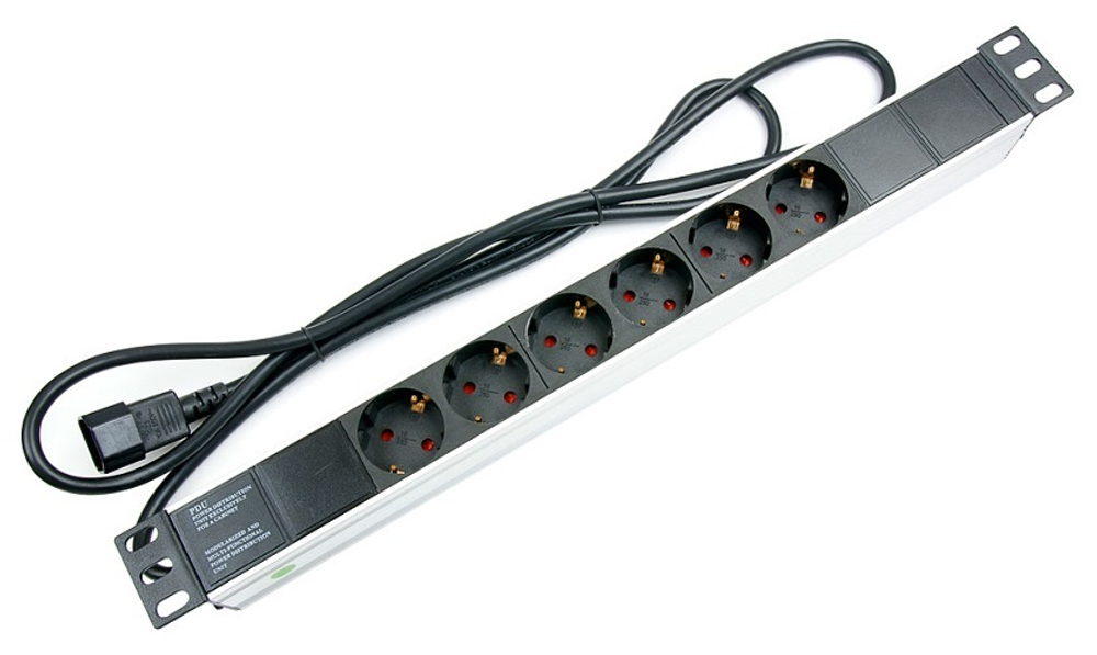 Блок розеток 19", 6 розеток Cabeus PDU-6P-2IEC