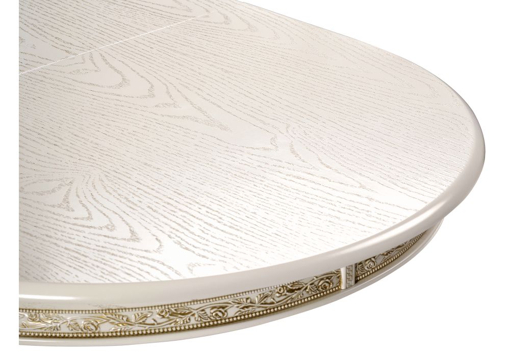 Деревянный стол Кантри 120(160)х80х75 слоновая кость с золотой патиной