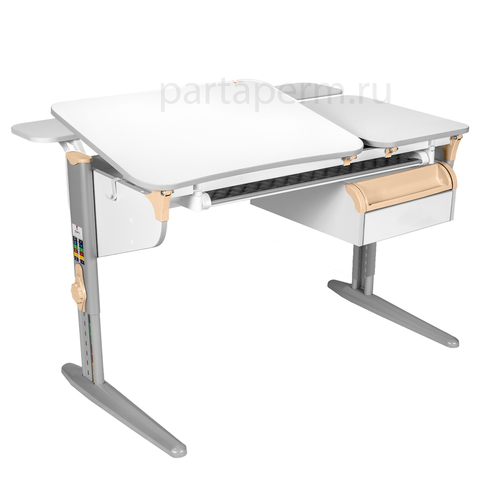 Растущая парта Дэми СУТ 45 с лотком и тумбой ТСН.04 с полками СУТ.45.350 (1200×820 мм)