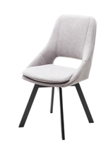 Стул М-City DISAUR Асп (Asp), поворотный на поворотный на 360 градусов, B22 Серый, Велюр, Черный каркас