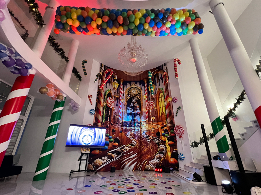 Сброс 500 воздушных шаров из сетки