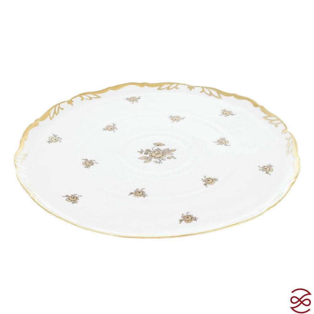 Тарелка для торта Queen's Crown Золотая роза 30 см