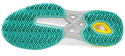 Женские Кроссовки теннисные Mizuno Wave Exceed Light CC - white/turquoise/high visibility yellow