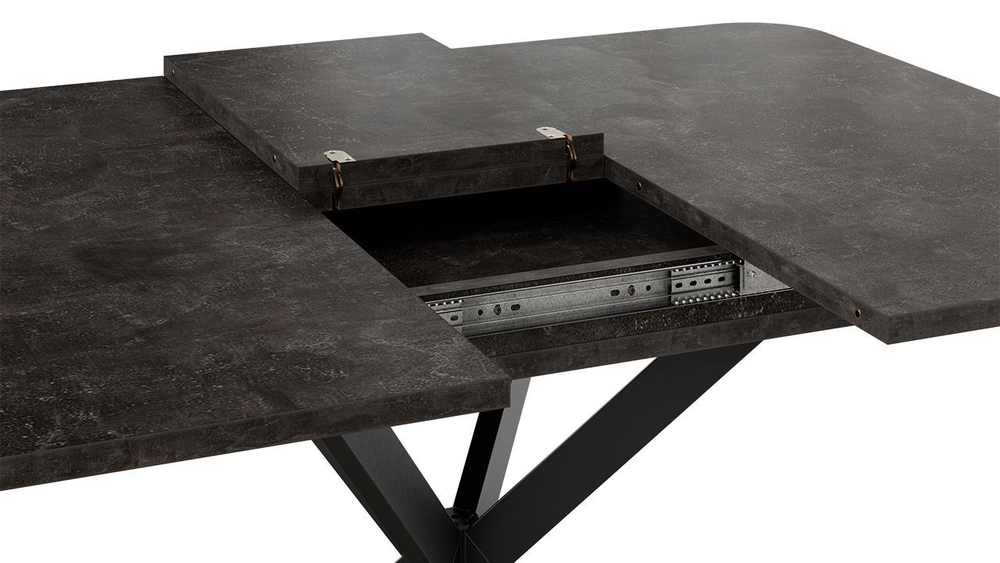 Стол кухонный обеденный раздвижной Черный муар/Дуб Крафт золотой 100(131)х100х75 см