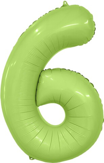 Шар (40""/102 см) Цифра, 6 Slim, Фисташка, Сатин, 1 шт. в упак.