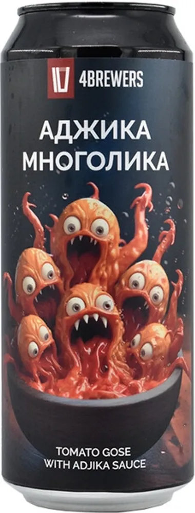 Пиво Четыре пивовара Аджика многолика / 4BREWERS Adzhika Mnogolika 0.45 - банка