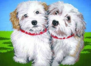 "Белые щенки"-10401 канва с рисунком