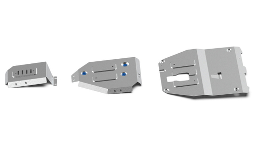 Защита картера, КПП, топливного бака и редуктора Rival для Hyundai Tucson IV (V - 2.0D; 2.0 (150 л.с.)) 2021-н.в./Kia Sportage V (V - 2.5) 2021-н.в., алюминий 3 мм, с крепежом, штампованная, 3 части, K333.2390.1