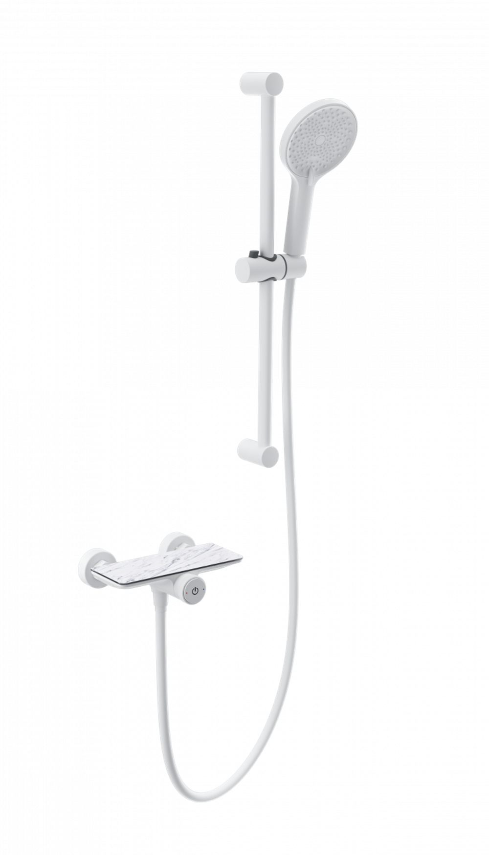 Смеситель для душа с гарнитуром WONZON & WOGHAND ClickPlate, Белый матовый (WW-B2052-A-MW)