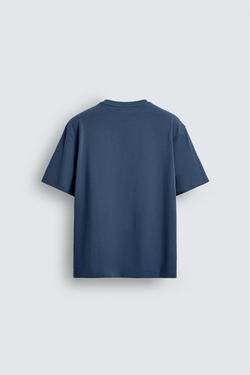 ZARA ФУТБОЛКА С КОРОТКИМ РУКАВОМ, ВЫЦВЕТШИЙ СИНИЙ