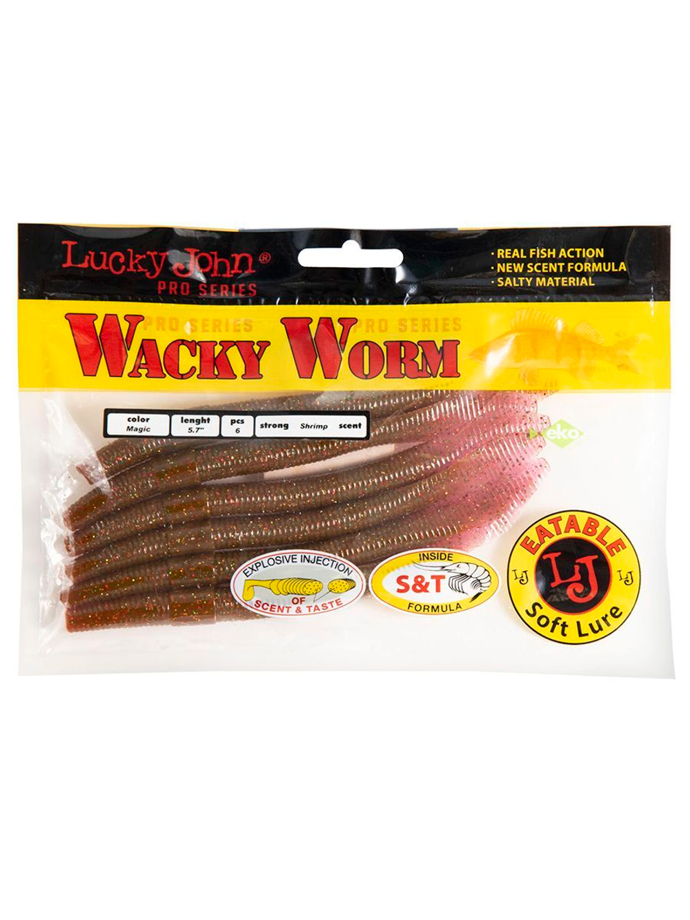 Черви съедобные LUCKY JOHN Pro Series WACKY WORM FAT 5.7in (14.50)/S14 6шт.