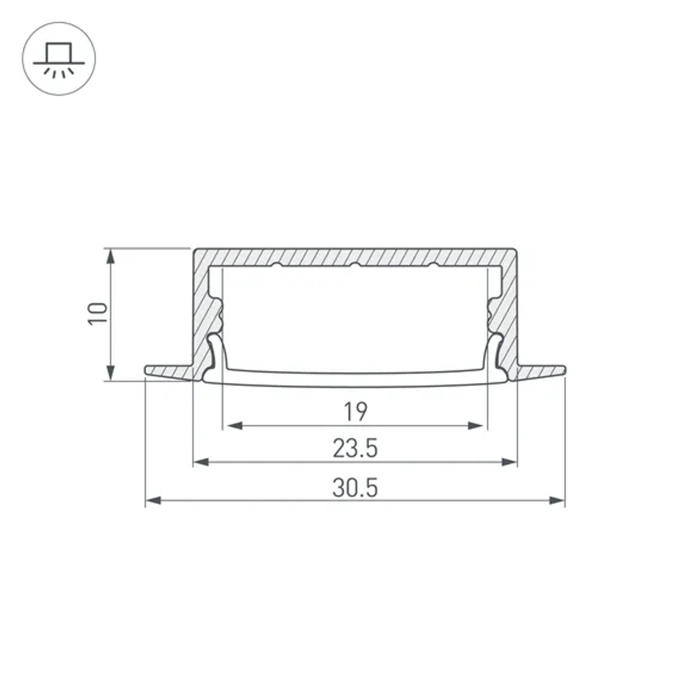Профиль ARH-WIDE-F-H10-2000 ANOD (Arlight, Алюминий) 016186