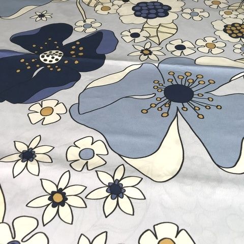 Ткань хлопок поплин с крупными синими цветами 2046