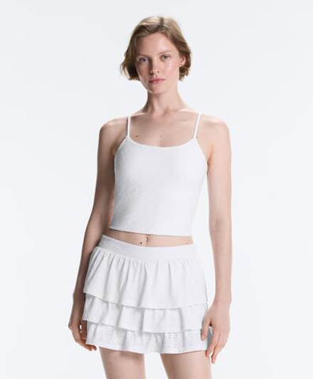 Oysho Топ Comfortlux с вышивкой, белый
