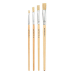 Кисть для рисования Basir художественная, свиная щетина, плоские, № 1,2,3,4, деревянный корпус, набор из 4 шт