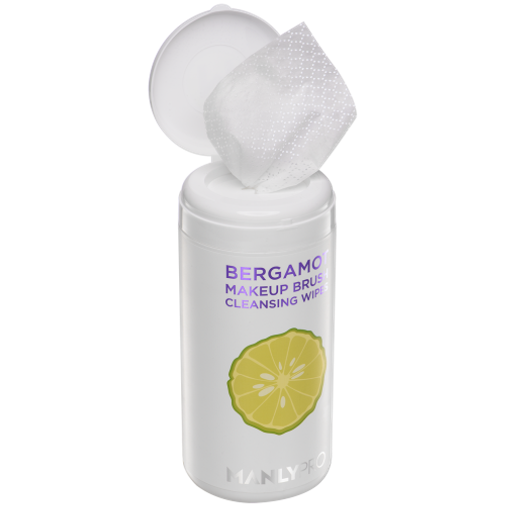 Экспресс очищающие салфетки для кистей с маслом Бергамота ManlyPro BERGAMOT Makeup Brush Cleansing Wipes K014 / 100 шт.