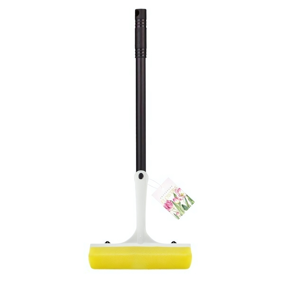 Окномойка - Щетка для мытья окон Spin&Clean, ручка 44 см, Flowers, молочный крем