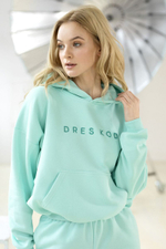 Яркое худи с капюшоном (Размер: M-L) (Цвет: бирюзовый)