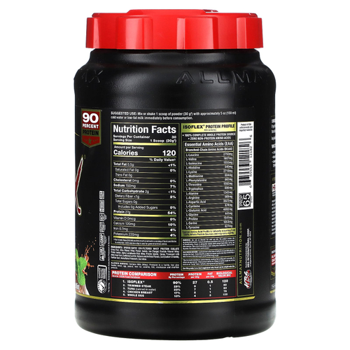 ALLMAX, ISOFLEX®, чистый изолят сывороточного протеина, со вкусом шоколада и мяты, 908 г (2 фунта)