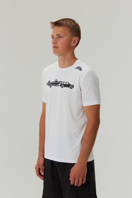 Футболка "Машина и лодка" белый цвет
